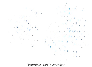 Light BLUE vector pattern with music elements. Modern abstract illustration with melody keys. Modern design for wallpapers.