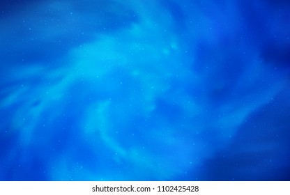Light BLUE vector pattern with night sky stars. Shining colored illustration with bright astronomical stars. Template for cosmic backgrounds.
