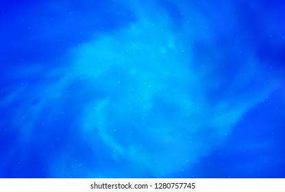 Light BLUE vector pattern with night sky stars. Shining colored illustration with bright astronomical stars. Best design for your ad, poster, banner.