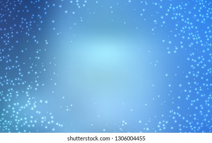 Light BLUE vector pattern with night sky stars. Space stars on blurred abstract background with gradient. Best design for your ad, poster, banner.