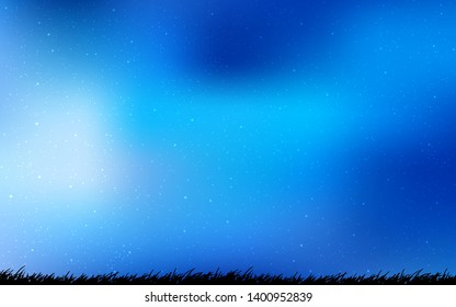 Light BLUE vector pattern with night sky stars. Space stars on blurred abstract background with gradient. Template for cosmic backgrounds.