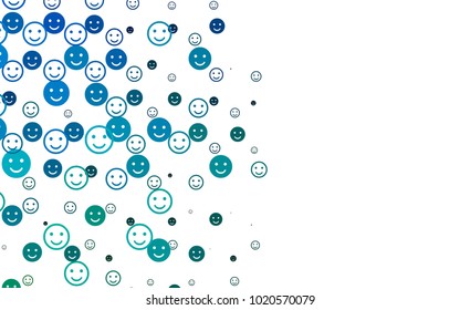 Light BLUE vector pattern with positive smiles. Illustration with set of smiles in simple style. Pattern for carnival, festival fun leaflets.