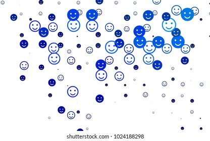 Light BLUE vector pattern with positive smiles. Beautiful colored illustration with smiles in simple style. Pattern for carnival, festival fun leaflets.