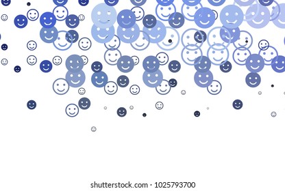 Light BLUE vector pattern with positive smiles. Beautiful colored illustration with smiles in simple style. Pattern for carnival, festival fun leaflets.