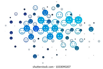 Light BLUE vector pattern with positive smiles. Illustration with set of smiles in simple style. Design for positive ad, poster, banner.