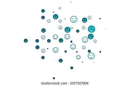 Light BLUE vector pattern with positive smiles. Beautiful colored illustration with smiles in simple style. Pattern for carnival, festival fun leaflets.