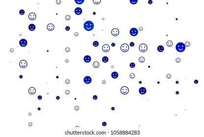 Light BLUE vector pattern with positive smiles. Colorful gradient Smiles on white background. Beautiful design for your business advert.