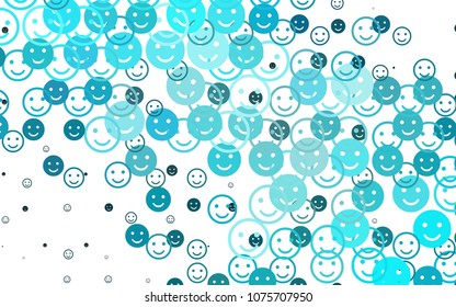 Light BLUE vector pattern with positive smiles. Colorful gradient Smiles on white background. Pattern for ad, booklets, leaflets of celebrations.