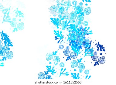 Light BLUE vector pattern with random forms. Decorative design in abstract style with random forms. Modern design for your business card.