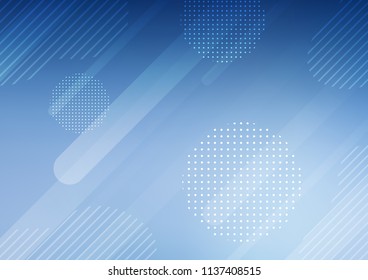 Light BLUE vector pattern with rounded lines, dots. Decorative shining illustration with lines, dots on abstract template. The pattern can be used for websites.