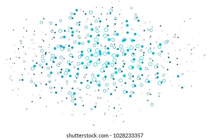 Light BLUE vector  pattern with spheres. Blurred bubbles on abstract background with colorful gradient. Pattern can be used as texture of water, rain drops.