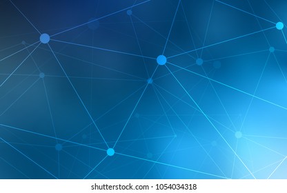 Light BLUE vector pattern with spheres, triangles. Design with connection of dots and lines on colorful background. Pattern can be used for beautiful websites.