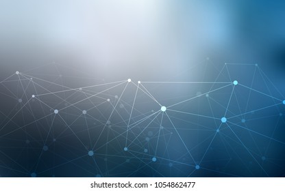 Light BLUE vector pattern with spheres, triangles. Design with connection of dots and lines on colorful background. Beautiful design for your business advert.