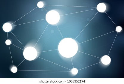 Light BLUE vector pattern with spheres, triangles. Modern abstract colorful illustration with spheres and lines. Pattern can be used for ads, leaflets.