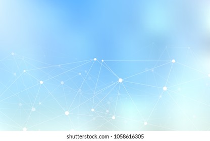 Light BLUE vector pattern with spheres, triangles. Design with connection of dots and lines on colorful background. New design for ad, poster, banner of your website.