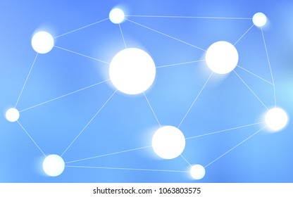 Light BLUE vector pattern with spheres, triangles. Design with connection of dots and lines on colorful background. Pattern can be used for beautiful websites.