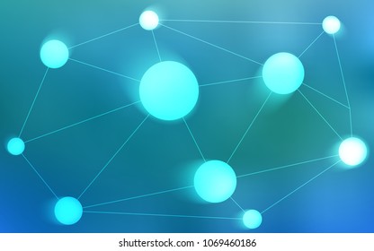 Light BLUE vector pattern with spheres, triangles. Design with connection of dots and lines on colorful background. New design for ad, poster, banner of your website.