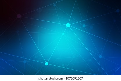 Light BLUE vector pattern with spheres, triangles. Design with connection of dots and lines on colorful background. Completely new template for your brand book.