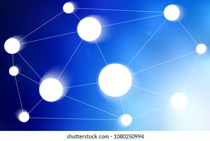 Light BLUE vector pattern with spheres, triangles. Glitter abstract illustration with connection of triangle structure. Pattern can be used for ads, leaflets.