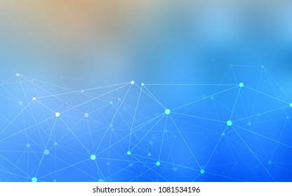 Light BLUE vector pattern with spheres, triangles. Design with connection of dots and lines on colorful background. New design for ad, poster, banner of your website.