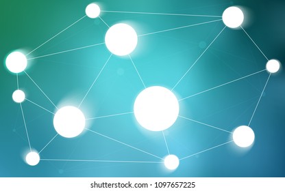 Light BLUE vector pattern with spheres, triangles. Glitter abstract illustration with connection of triangle structure. Pattern can be used for ads, leaflets.