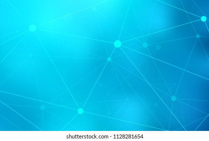 Light BLUE vector pattern with spheres, triangles. Design with connection of dots and lines on colorful background. Pattern can be used for ads, leaflets.