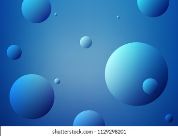 Light BLUE vector pattern with spheres. Blurred bubbles on abstract background with colorful gradient. The pattern can be used for ads, leaflets of liquid.