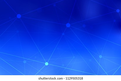 Light BLUE vector pattern with spheres, triangles. Colorful illustration with circles and lines in futuristic style. Pattern can be used as texture of wallpapers.
