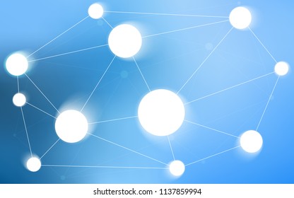 Light BLUE vector pattern with spheres, triangles. Decorative design in abstract style with triangle structure. Pattern can be used for beautiful websites.