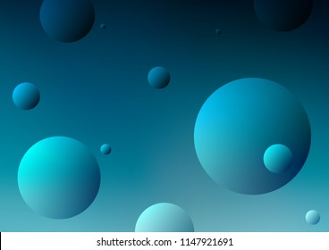 Light BLUE vector pattern with spheres. Blurred bubbles on abstract background with colorful gradient. New design for ad, poster, banner of your website.