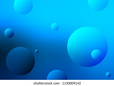 Light BLUE vector pattern with spheres. Blurred bubbles on abstract background with colorful gradient. Pattern can be used as texture of water, rain drops.
