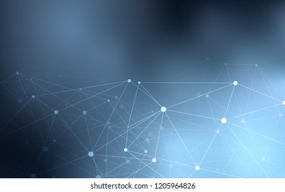 Light BLUE vector pattern with spheres, triangles. Colorful illustration with circles and lines in futuristic style. Beautiful design for your business advert.