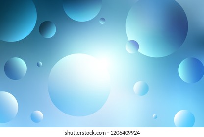 Light BLUE vector pattern with spheres. Blurred bubbles on abstract background with colorful gradient. Beautiful design for your business advert.