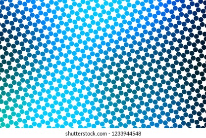 Light BLUE vector pattern with spheres. Glitter abstract illustration with blurred drops of rain. Pattern of water, rain drops.