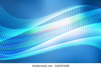 Light BLUE vector pattern with spheres, triangles. Illustration with set of colorful abstract circles and lines. Pattern for design of window blinds, curtains.