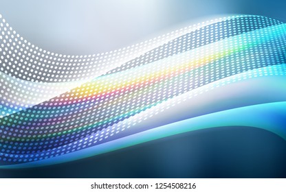 Light BLUE vector pattern with spheres, triangles. Abstract illustration with colorful discs and triangles. Pattern for design of window blinds, curtains.