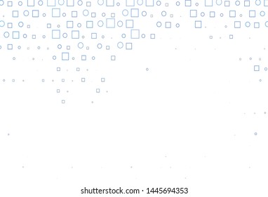 Light BLUE vector pattern with spheres, squares. Abstract backdrop with colorful circles, rectangles. Pattern for ads, leaflets.