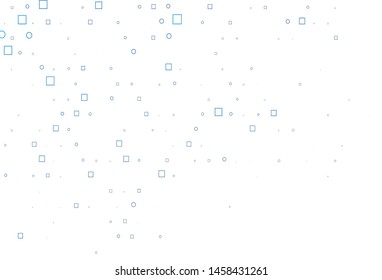 Light BLUE vector pattern with spheres, squares. Abstract backdrop with colorful circles, rectangles. Template for your brand book.