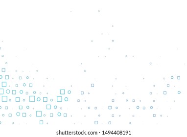 Light BLUE vector pattern with spheres, squares. Glitter abstract illustration with cubes, circles. Template for your brand book.