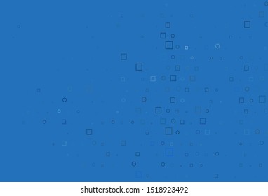 Light BLUE vector pattern with spheres, squares. Abstract backdrop with colorful circles, rectangles. Pattern for ads, leaflets.