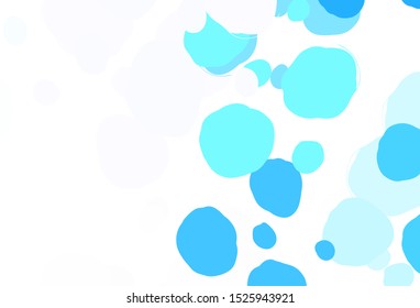 Light BLUE vector pattern with spheres. Glitter abstract illustration with blurred drops of rain. Pattern for futuristic ad, booklets.