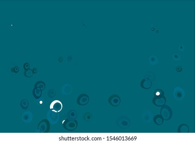 Light BLUE vector pattern with spheres. Illustration with set of shining colorful abstract circles. Template for your brand book.