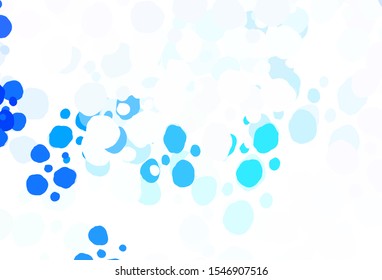 Light BLUE vector pattern with spheres. Glitter abstract illustration with blurred drops of rain. Design for poster, banner of websites.