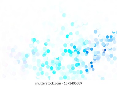 Light BLUE vector pattern with spheres. Glitter abstract illustration with blurred drops of rain. Pattern for futuristic ad, booklets.