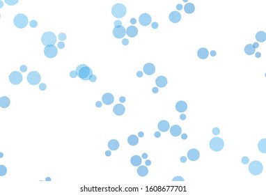 Light BLUE vector pattern with spheres. Blurred bubbles on abstract background with colorful gradient. Pattern for futuristic ad, booklets.