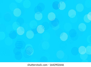 Light BLUE vector pattern with spheres. Illustration with set of shining colorful abstract circles. Design for your business advert.