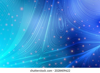 Light BLUE vector pattern with spheres, curves. Illustration with a set of geometrical shapes. Elegant design for wallpapers.