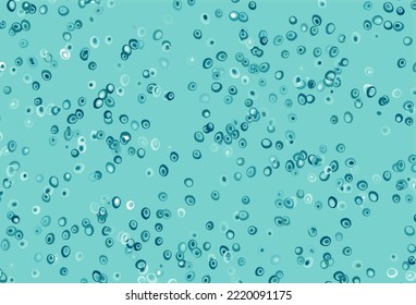 Light BLUE vector pattern with spheres. Glitter abstract illustration with blurred drops of rain. Template for your brand book.