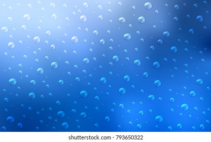 Light BLUE vector pattern with spheres. Glitter abstract illustration with blurred drops of rain. The pattern can be used for ads, leaflets of liquid.