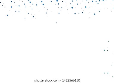 Light BLUE vector pattern with symbol of cards. Glitter abstract sketch with isolated symbols of playing cards. Pattern for booklets, leaflets of gambling houses.